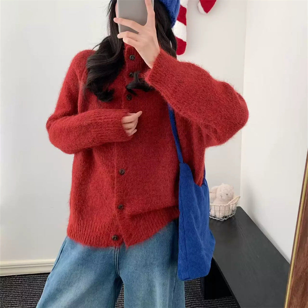 Einreihiger Pullover mit hochgeschlossenem Kragen