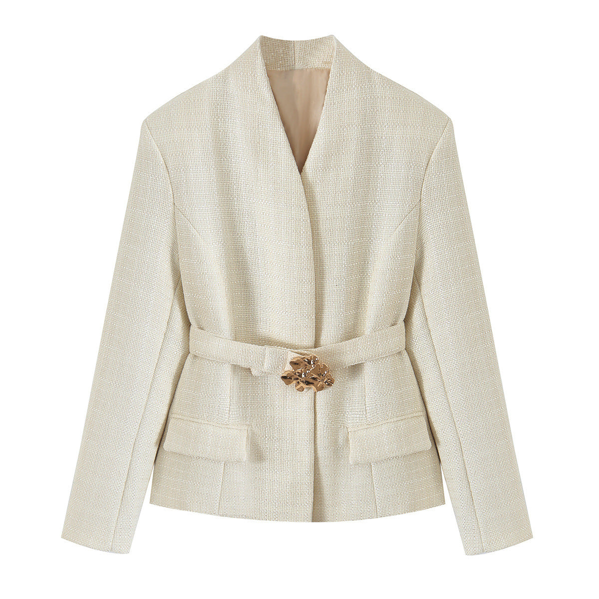 Pocket belt suit jacket+half skirt suit for women