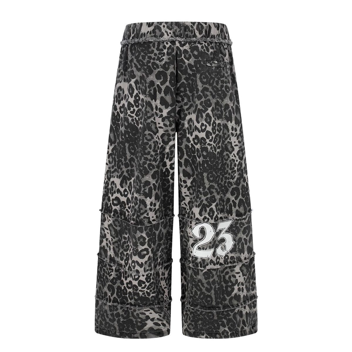 Wasteland Style Irregular Raw Edge Denim Jeans, Double-Layer Spliced Vintage Wash Wide Leg Pants
