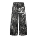 Wasteland Style Irregular Raw Edge Denim Jeans, Double-Layer Spliced Vintage Wash Wide Leg Pants