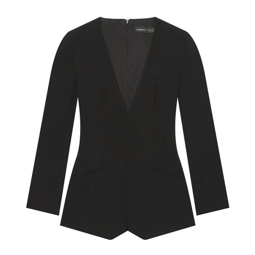 Casual slim fit shoulder pad design jumpsuit for women