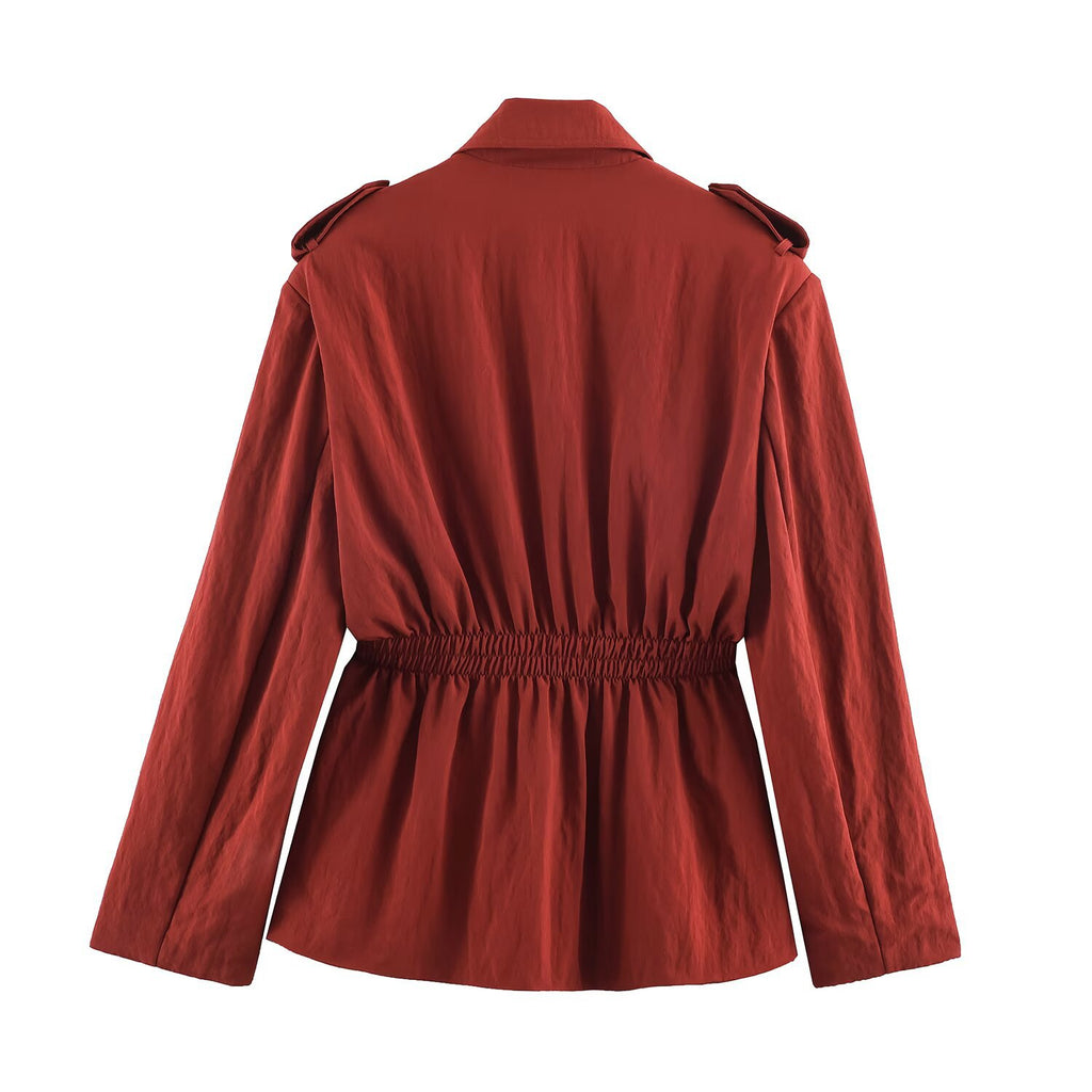 Loose fitting waist belt with shoulder pads jacket+pants set for women