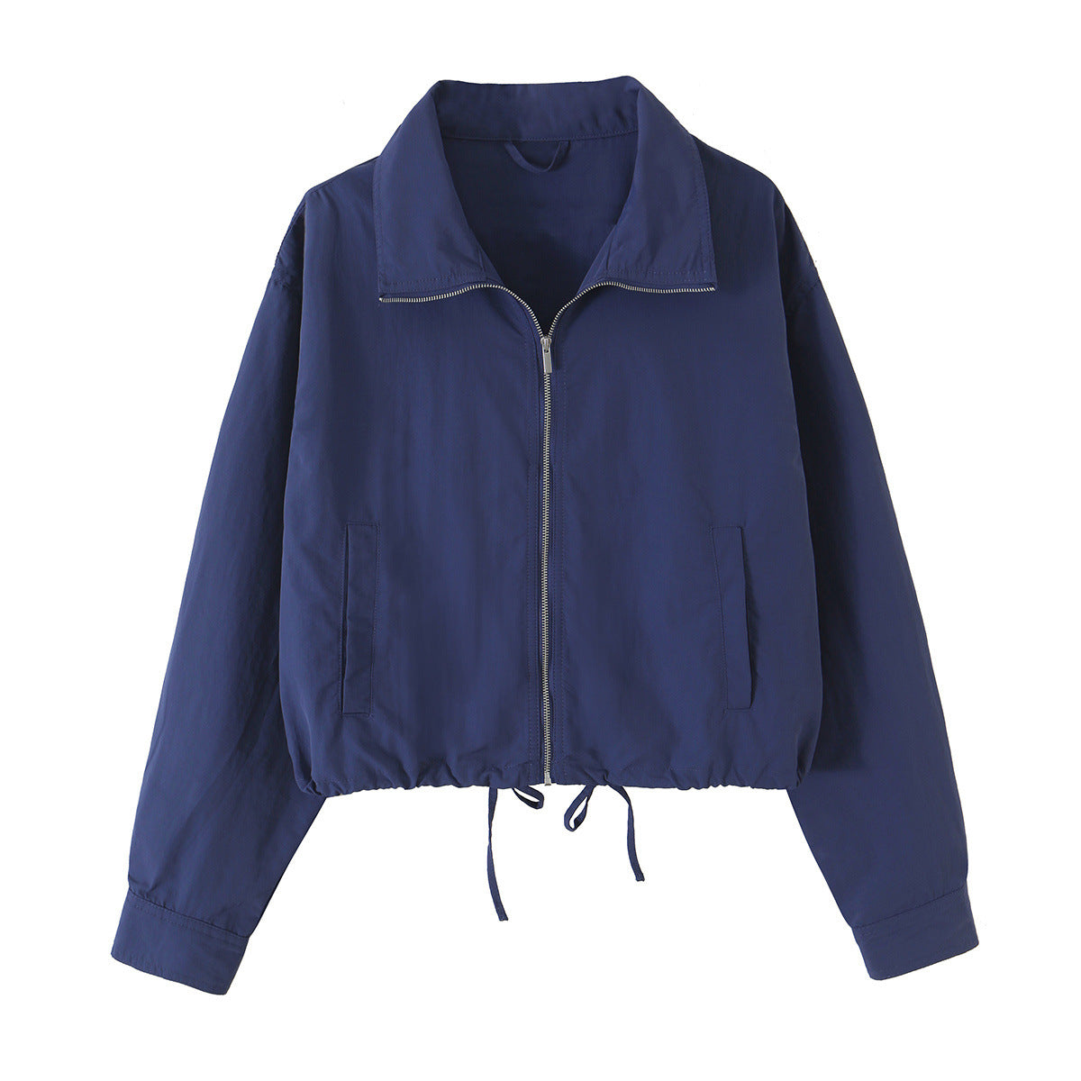 Drawstring tied jacket with hem and pants set for women