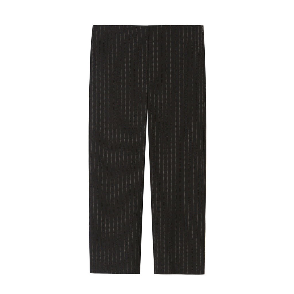 Striped stand up collar top+pants set for women
